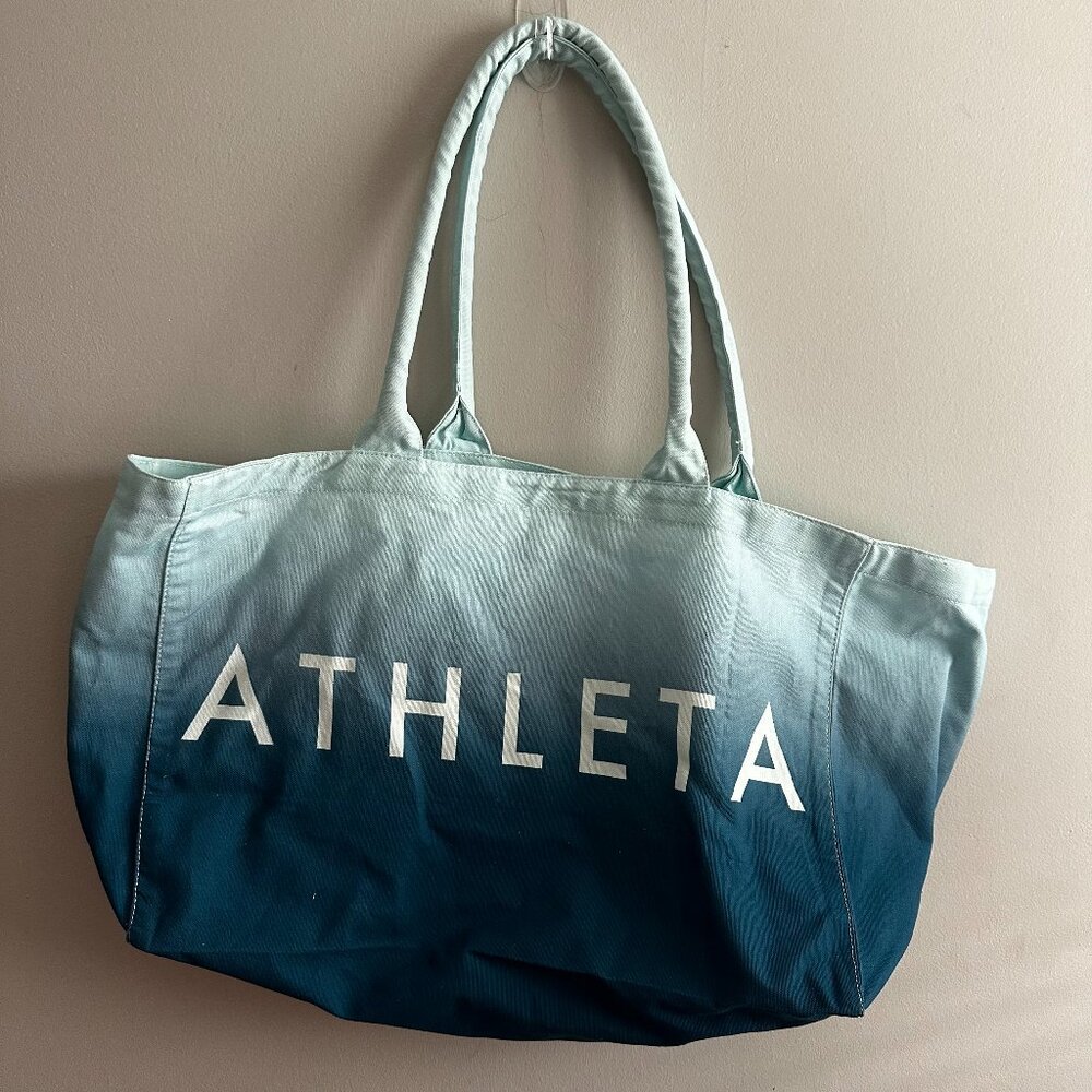 Athleta Ombre Tote Bag Canvas Blue